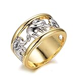 Rongxing Jewelry Beautiful Elephant Animal Rings Women's Yellow Gold Filled Size 6-10