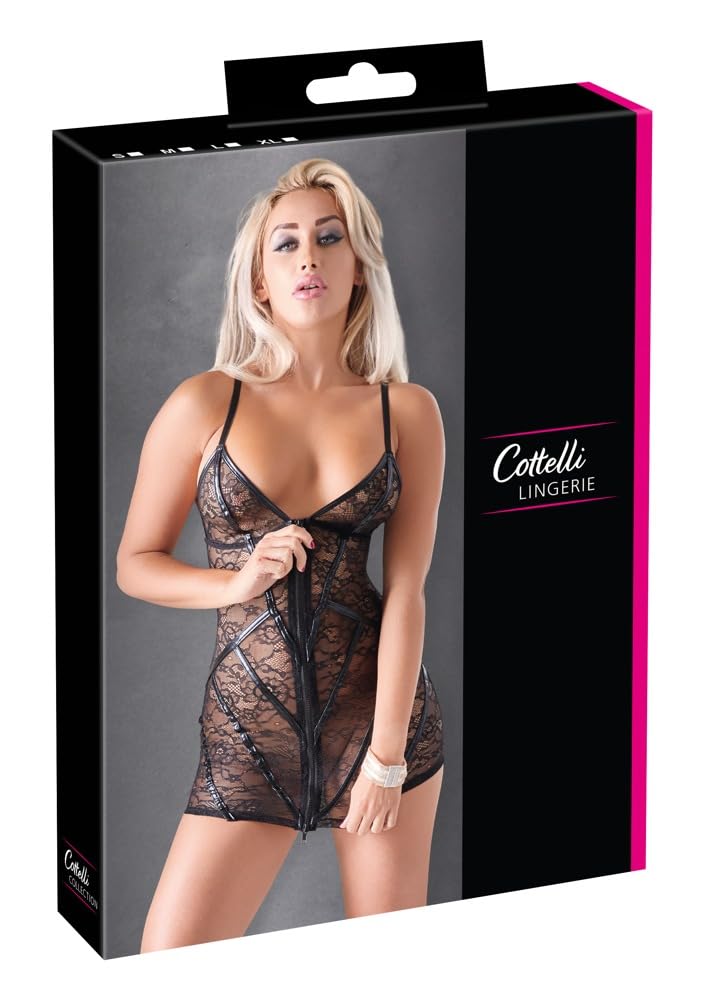 Cottelli Collection Women's 27160201031 Cottelli Collection Lace Dress Sexy Lingerie for women, Black (Nero 001), M UK