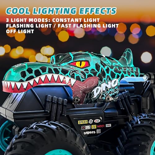 Remote Control Monster Car, 2.4GHz All Terrain Remote Control Monster Truck, سيارات اطفال, Dinosaur Monster Car, Spray Music Monster Truck for Boys 4-7 8-12 and Girls Birthday Gift For Boys and Girls