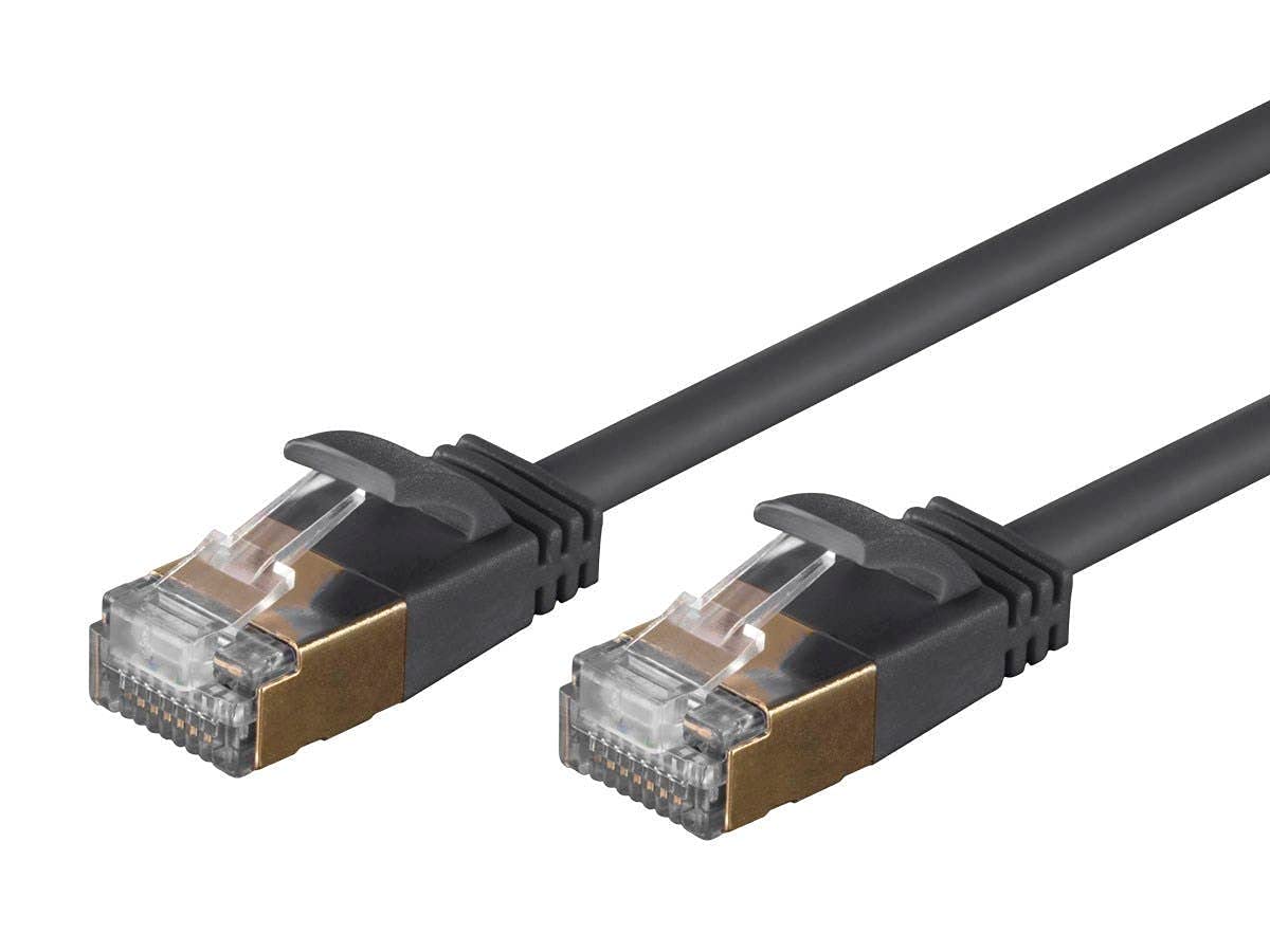 Monoprice Cat6A Ethernet Patch Cable - 5 Meter - Black (5 Pack) Snagless, RJ45, Stranded, S/STP, Pure Bare Copper Wire, 36AWG - SlimRun Series