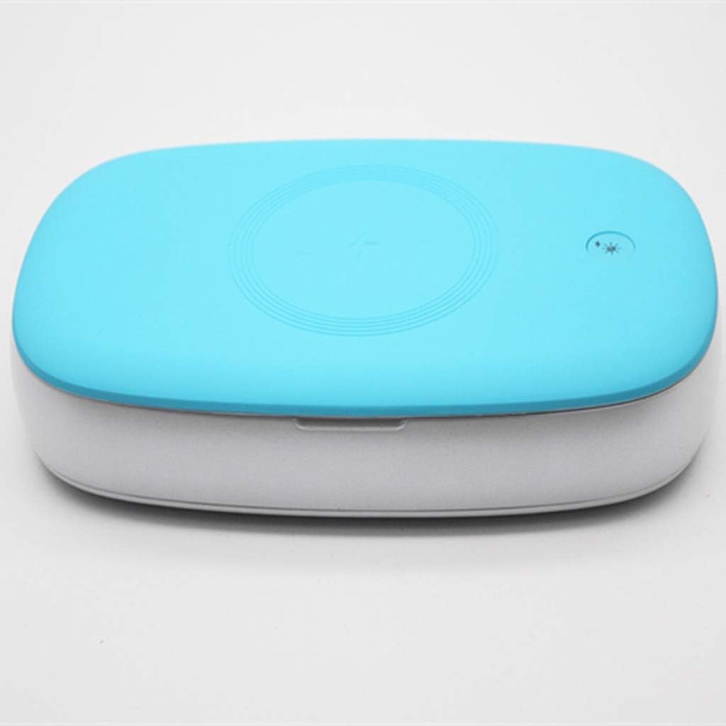 GSTN UV Cell Phone Sanitizer and Wireless Charger Multi-Function Disinfection Box, 3-in-1 Phone Sterilizer Box for iPhone 11 XS Max, XR,All phones,Blue