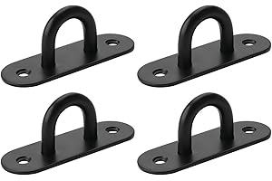Branded Boards Heavy Duty Black Zinc Galvanized Steel Hammock Ceiling Hook Pad Eye Plates Corrosion Resistant (4 Pack M6 Zinc Black)