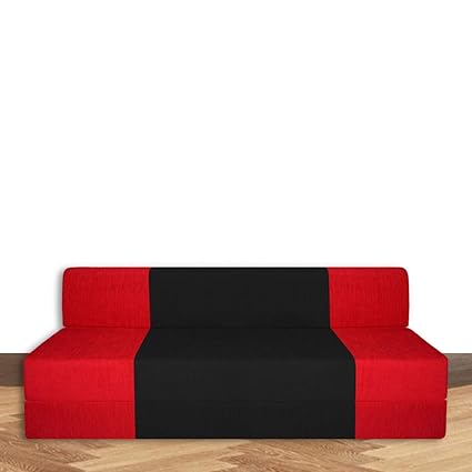 Spaces Therapy Zeal Fabric 3 Seater Sofa Cum Bed With Bean Bag