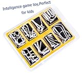IQ Toys,EasyULT IQ Test Mind Game Toys Brain Teaser Metal Wire Puzzles Magic Trick Toy,Metal puzzle(8 Pack)