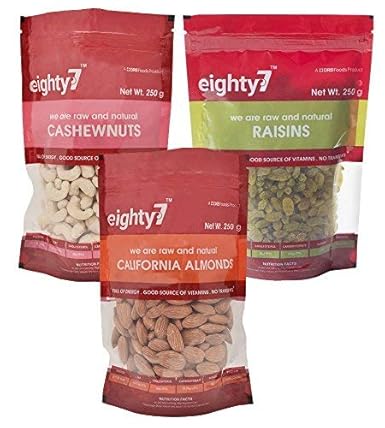 Eighty7 California Almonds, Cashews and Raisins Combo, 750g