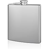 Hip Flask Holding 4 oz Pocket Size, Stainless Steel, Rustproof, Screw-On Cap - Metallic Grey Finish