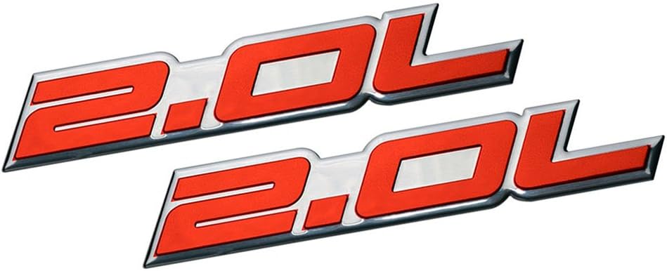 2 x (pair/Set) 2.0L Liter Embossed RED on Highly Polished Silver Real Aluminum Auto Emblem Badge Nameplate for Honda B20 B-20 Civic Si LX EX CRV CR-V Del Sol S2000 F20C Fit Prelude Acura Integra ILX RSX Nissan Sentra S SR SR20-DET RB20-DET 240SX 200SX Mazda 3 MX5 MX-5 Miata Sport 626 LX Grand Touring Prot&eacute;g&eacute; Mitsubishi Ralliart 4G63 4B11T Lancer EST GSR OZ EVO Evolution X Eclipse GS GST Spyder Eagle Talon Galant Mighty Max Outlander ES Sedan coupe 2 3 4 5 2dr 3dr 4dr 5dr door hatchback turbo turbocharged