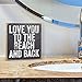 Love You to The Beach - Great Beach House Summer Decor, Romantic Couples Room Print and Farmhouse Love Sign, Unique Beach Lovers Wooden Sign Gift