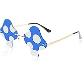 Klfoho Rimless Mushroom Shape Sunglasses for Women Men Party Halloween Christmas Cosplay Glasses Prom Accessories