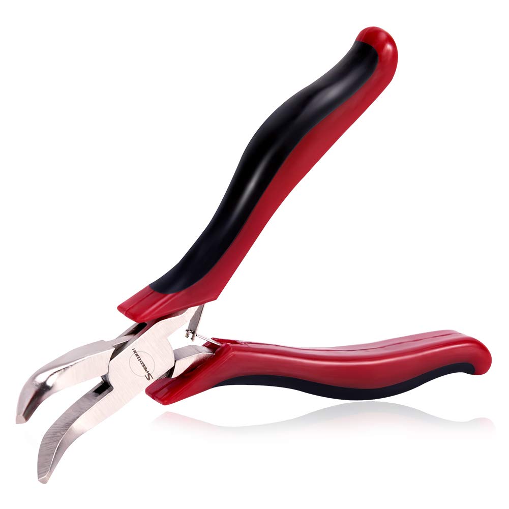 SPEEDWOX Mini Bent Nose Pliers for Jewelry Micro Chain Nose Functional Long Nose Pliers with Spring Professional Tool 45 Degrees Curved Chrome Vanadium Steel 4-1/2 Inches