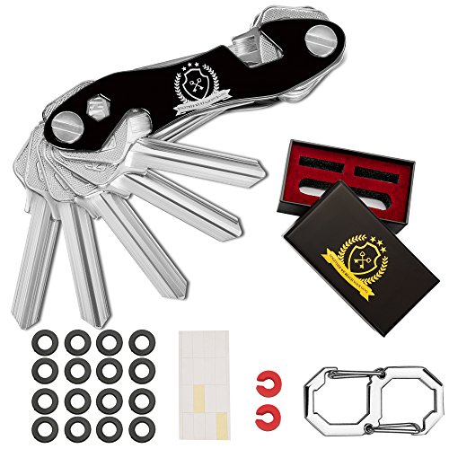 Compact Key Organizer by EmpiresKey | Smart Key Holder | B0NUS Expansion Pack That can Hold up to 12 Keys, Stickers to find The Right Key, Bottle Opener and Carabiner | G1FT Box