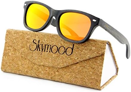 SKYMOOD Brown Bamboo Sunglasses with Orange Polarized Lens