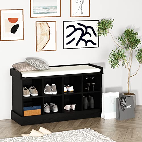 love furniture Shoe Bench, Shoe Storage Bench with 8 Compartments and