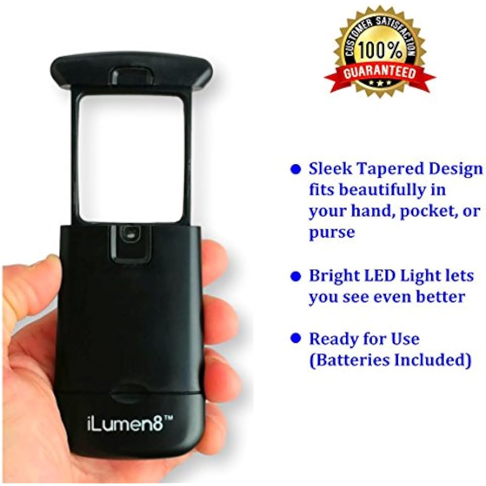 Best Mini LED Lighted SlideOut Pocket Magnifier Magnifying Glass With