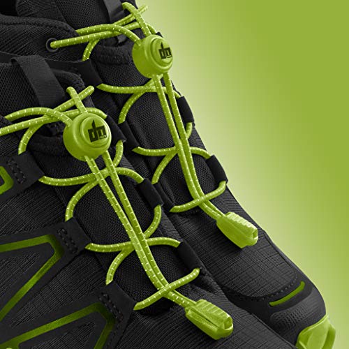 DIAGONAL ONE Elastic Shoe Laces for Men and Women, Compatible with Sneakers, Converse, Trainers, and Casual Footwear - No Tie Shoelaces Suitable for Kids, Adults, Teenagers and Seniors (Green Apple)
