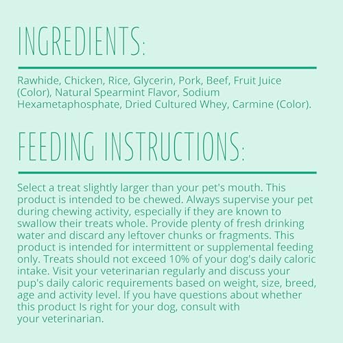 BETTER BELLY DENTAL KABOBS, DENTAL DOG CHEWS WITH BREATH-FRESHENING SPEARMINT, 18 COUNT