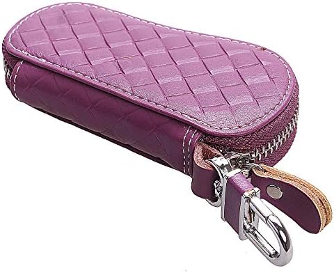 Genuine Leather Zipper Key Case Wallet Car Key Holder Keychain Zipper Coin Bag Remote Fob Bag Keyring Wallet