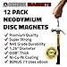 Strong Neodymium Disc Magnets (12 Pack) - Powerful, Small, Round, Rare Earth Magnets - N45 Industrial Strength NdFeB Magnet Set for Fridge, DIY, Crafts - 1.26