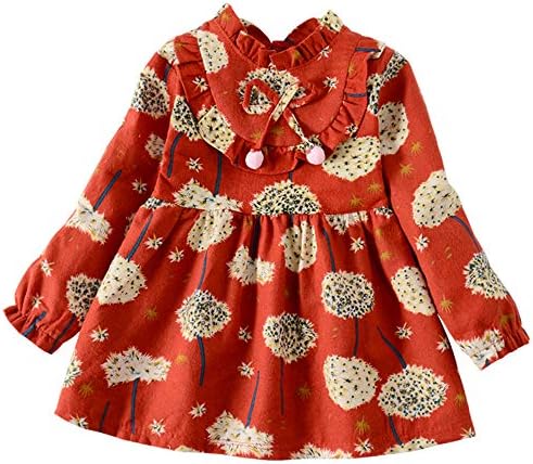 Kid Baby Girls Ruffled Collar Long Sleeve Princess Party Wedding Flower Dresses