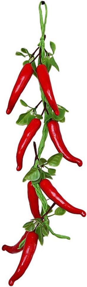 Redsa Hanging String Fake Pepper Simulation Vegetables, Artificial Lifelike Red Chili Lifelike Plants Hanging for Photography Props Home Kitchen Christmas Wall Decor