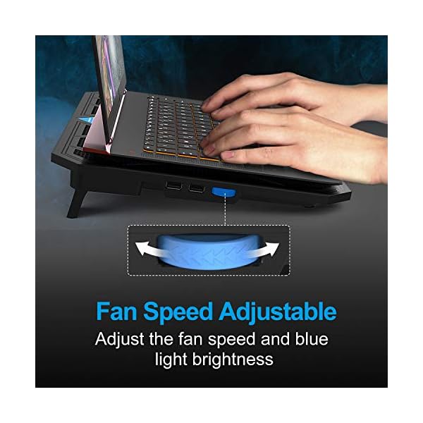 TECKNET-Laptop-and-Notebook-Cooling-Pad-6-Fans-Laptop-Cooler-at-1400-RPM-and-Blue-LED-fits-up-to-19 TECKNET Laptop Cooling Pad Laptop Cooler with 6 Ultra Quiet Cooling Fan at 1400 RPM Rapid Cooling, Adjustable Height…