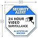 Famtec Video Surveillance Sign - 40 mil Rust Free Aluminium - Glow-in-the-Dark-Signs, Home Business, 24 Hours Security, All Activities are Monitored -CCTV Security Alert-Large 12 X 12 Octagon (Blue)