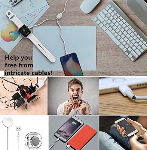 Wireless Charger for Apple Watch Magnetic Charging Cable, 2 in 1 Watch Charging Cable Cord for Apple Watch Compatible for Apple Watch Series 5/4/3/2/1 for iPhone 11/XR/XS/X/8/7-[3.3 FT/1.0M- White] - Thumbnail 6