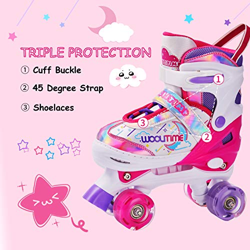 Woolitime Adjustable Roller Skates for Girls and Boys, 4 Size
