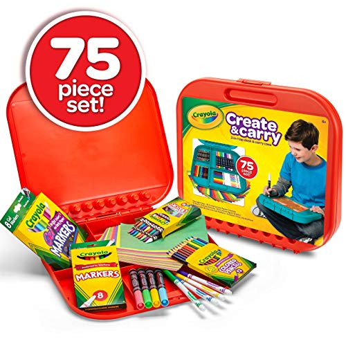 Crayola Create 'N Carry Art Set, 75 Pieces, Art Gift for Kids, Ages 5