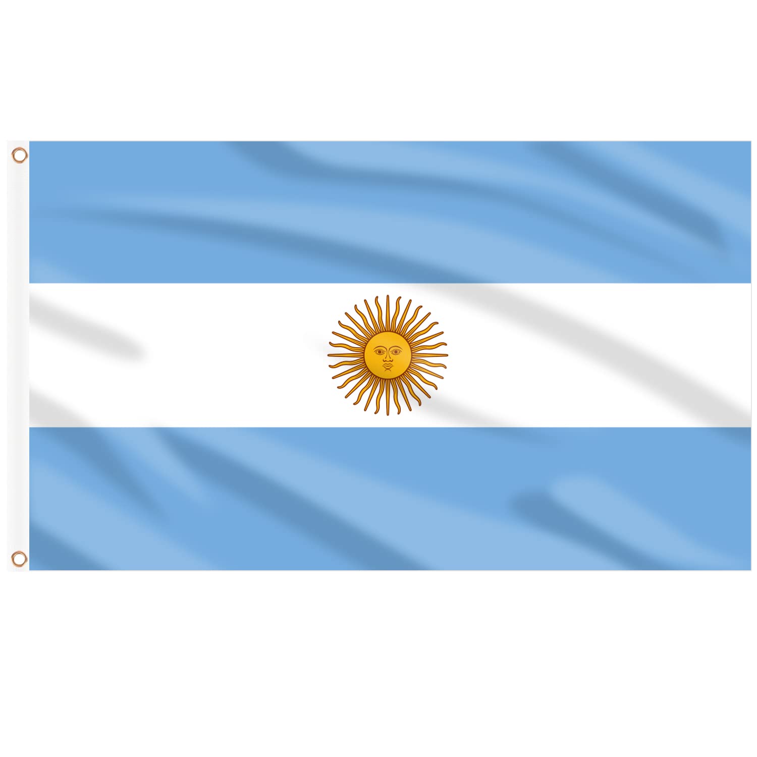 AhfuLife Argentina Flag 5ft x 3ft for Party Decorations, 2Pcs Argentina Flag Double Side with Brass Eyelets for World Cup Football National Day Garden Street Party Decorations — image 1