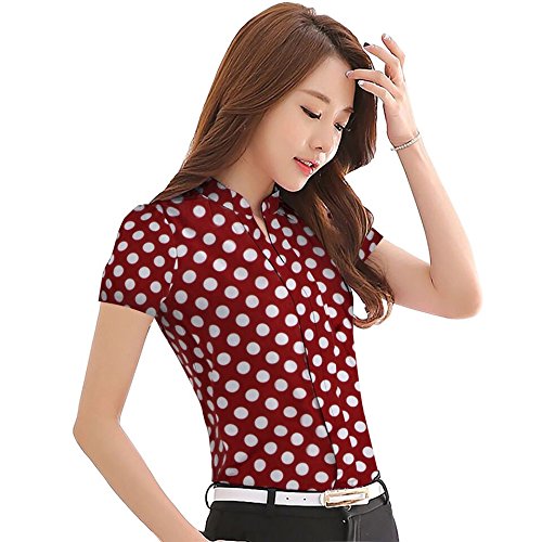 Women's Crepe Shirt (Red & White)