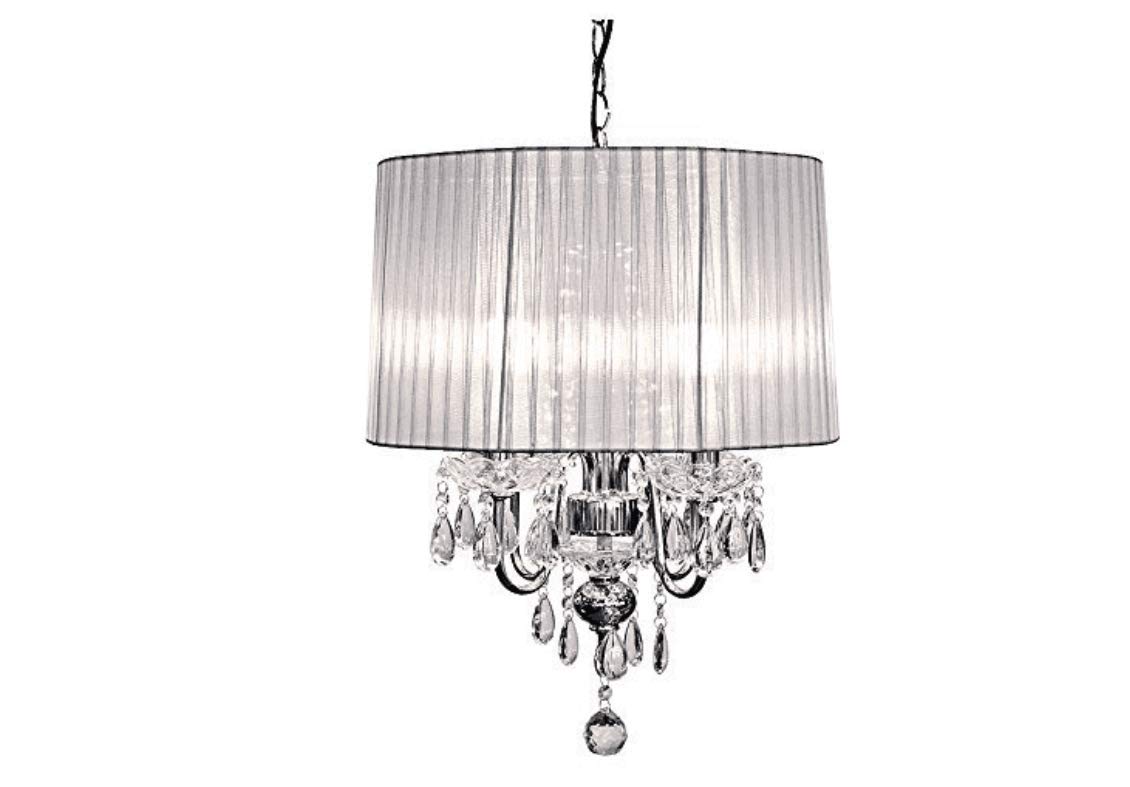 Beaumont 4 Light Chandelier, Glass, Silver
