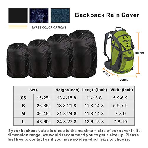 HYPER VENTURE Waterproof Backpack Rain Cover with Upgraded Extra Protection Anti Slip Buckle Strap - Ultralight Protector for Hiking, Camping, Hunting, Cycling and Traveling (Black S 26L-35L)