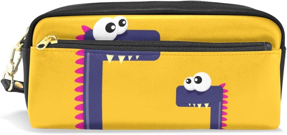 Amazon Vawa ペンケース 革 かわいい 大容量 恐竜柄 イェロー おもしろ 筆箱 高校生 おしゃれ 化粧ポーチ 中学生 女子 人気 多機能 おすすめ ペンケース 文房具 オフィス用品
