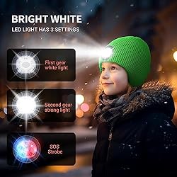 TOUCH TWO LED Beanie Hat with Light for Kids, USB