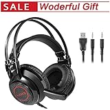 ZIDLI Gaming Headset with Mic and LED Light for Laptop Computer, Cellphone, PS4 and son on, DLAND 3.5mm Wired - Volume Control ( Black )