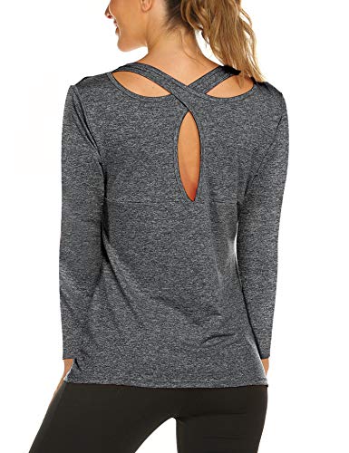 Women's Long Sleeve Yoga Tops Activewear Running Workout T-Shirt Climbing