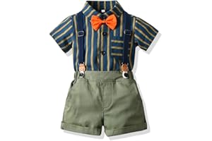 IMEKIS Toddler Baby Boys Gentleman Suits Bowtie Shirt Overalls Suspenders Shorts Pants Summer Wedding Outfit Dress Clothes