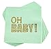 Cocktail Napkins - 100-Pack Baby Shower Napkins, Disposable Paper Napkins, 3-Ply, Mint Green with Oh Baby Gold Foil Print, Folded 5 x 5 inches