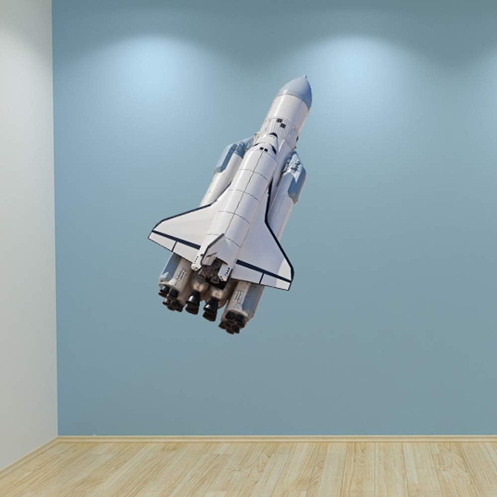 60 Second Makeover Limited Full Colour Space Rocket Shuttle Boys Bedroom Wall Stickers Decal Kids Bedroom Decoration Space Stickers Boys Room Decor Self Adhesive Vinyl 60cm x 100cm