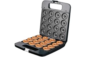 MICROPION Mini Pancakes Maker, Mini Donut Maker Machine for Breakfast, Snacks, Desserts & More With Non-stick Surface, Cake Machine, Double-Sided Heating Makes 16 Doughnuts (black New)