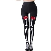 DONCIDAY Day of the Dead Rose Tights – Mexican Dia De Los Muertos Leggings Skeleton Costume & Dress Up Halloween Stockings