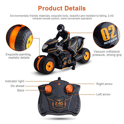 Womdee Remote Control Stunt Motorcycle, 2.4G 360 Degree Spinning Action Rotating Drift Stunt Motorbike High Speed RC Motorbikes, Drift Stunt Car Motorbike for Kids Age 4,5,6,7,8 and Up Year Old