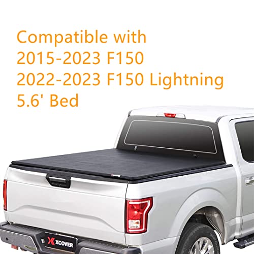X XCOVER Soft Locking Roll Up Truck Bed Tonneau Cover, Compatible with