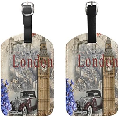 Set of 2 , Retro England London Luggage Tag for Bag Suitcases Baggage