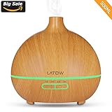 Essential Oil Diffuser, LATOW 500ml Aroma Diffuser for Essential Oils, Aromatherapy Oil Diffuser Humidifier, Ultrasonic Cool Mist, Waterless Auto Shut off, 7 Colors Light,Timer Adjustable