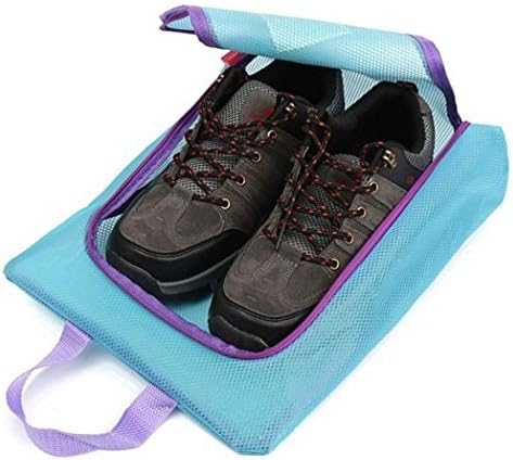 Catchin24 Portable Travel Waterproof Solid Shoes Storage Bag Zip Closure Hanging Shoe Storage Pouch (Made in Korea) - Blue