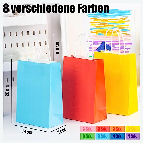 Koogel 26 Stück Bunte Mitgebsel Tüten, Bunte Geschenktüten Regenbogen Papier Candy Tüten Süßigkeiten Tüten Geschenktaschen für Kindergeburtstag Hochzeitsfeie