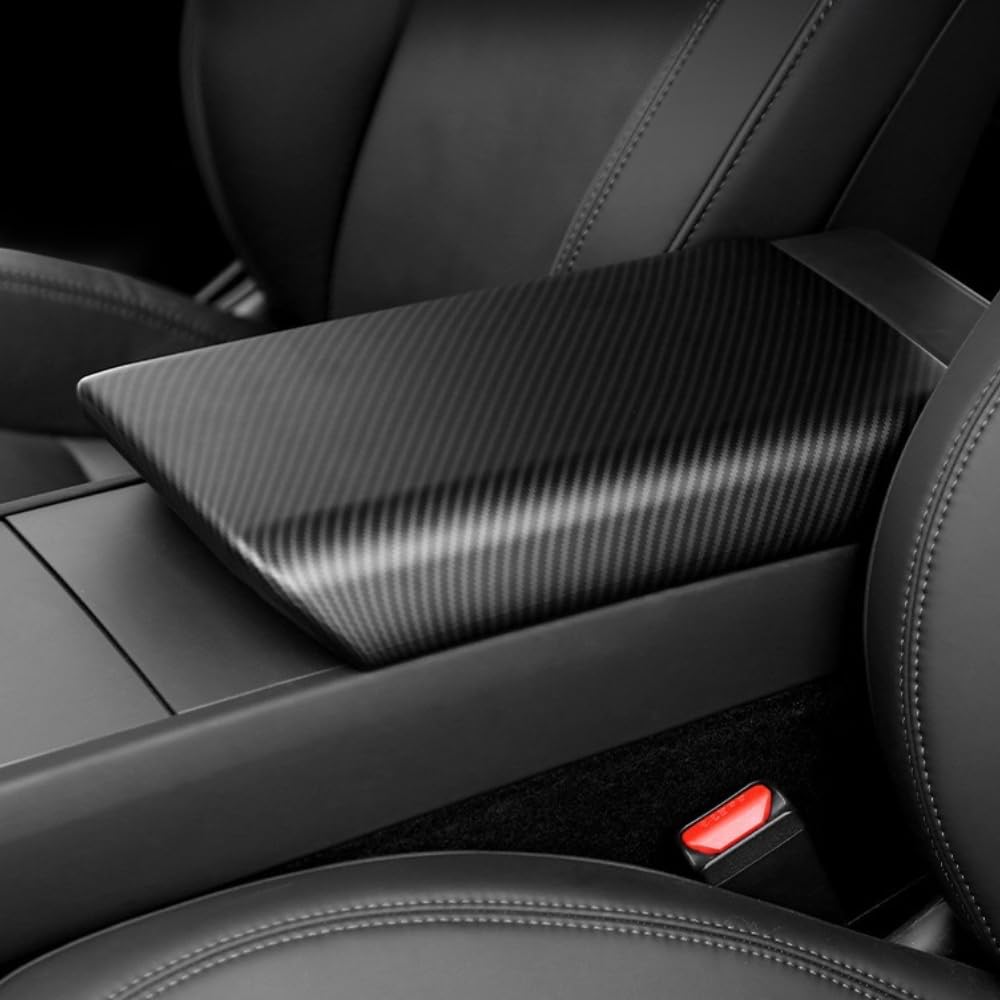 Photo 1 of frani Center Console Armrest Cover Designed for Tesla Model 3 Highland 2024-2026 and Model Y Juniper 2026 Refresh,Non-Slip Designed with EZ Snap On Install-Carbon Fiber Texture