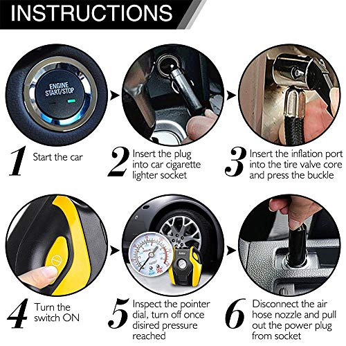 image for Bouanq Air Compressor Tire Inflator, 12V 150PSI Car Portable Electric 